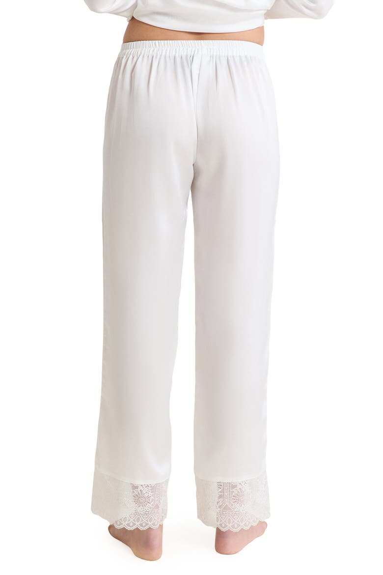 Rencontre Lace Trim Pajama Pants, Alternate, color, WHITE