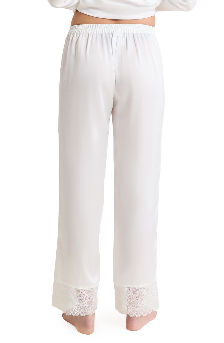 Etam Rencontre Lace Trim Pajama Pants, Alternate, color, White