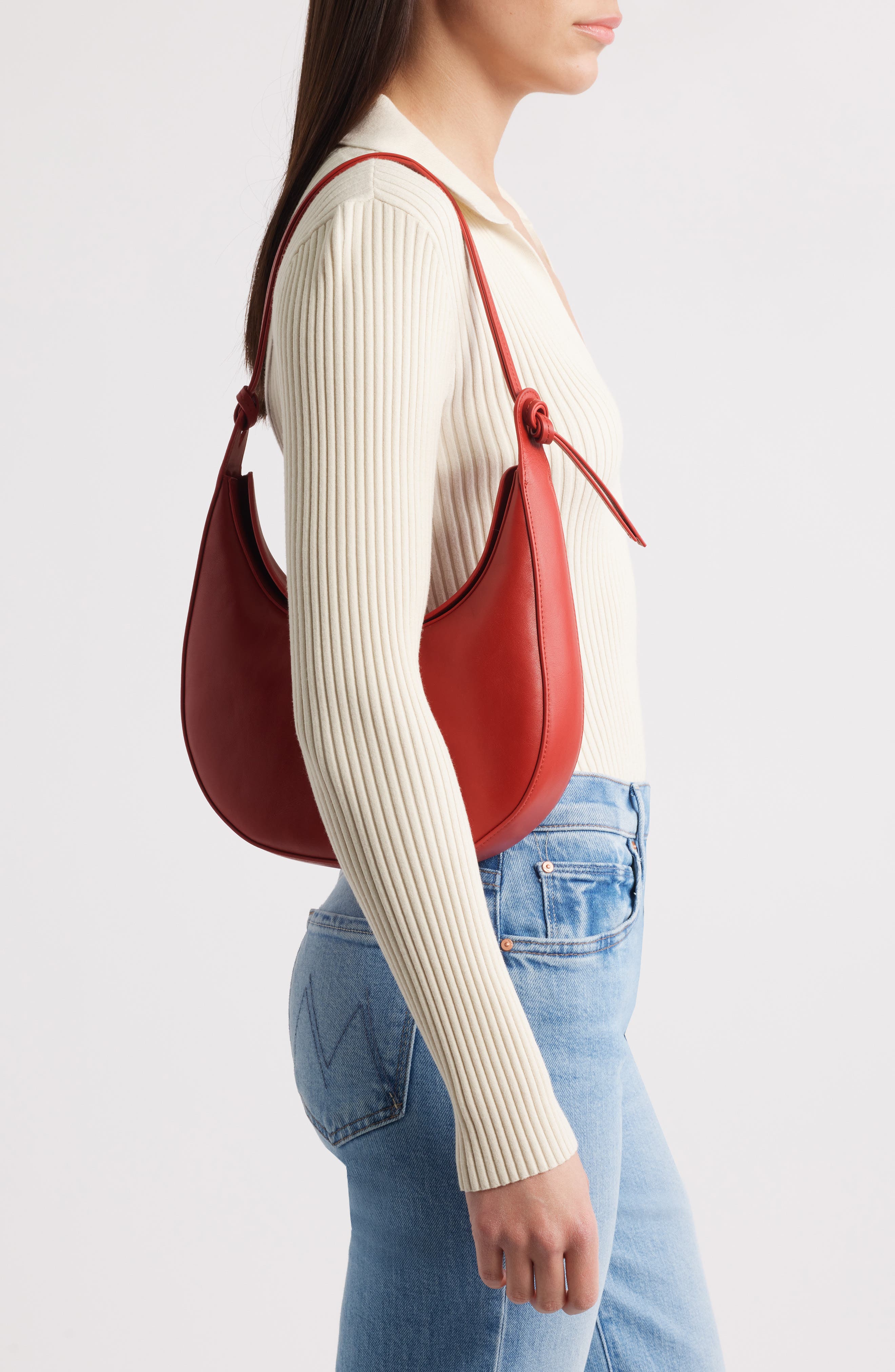 Medium Rosetta Shoulder Bag, Alternate, color, DARK LIPSTICK LEATHER