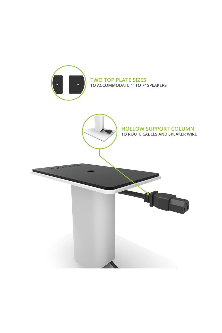 SP6HD 6" Universal Desktop Speaker Stands with Rotating Top Plates and Cable Management - Pair, Alternate, color, White
