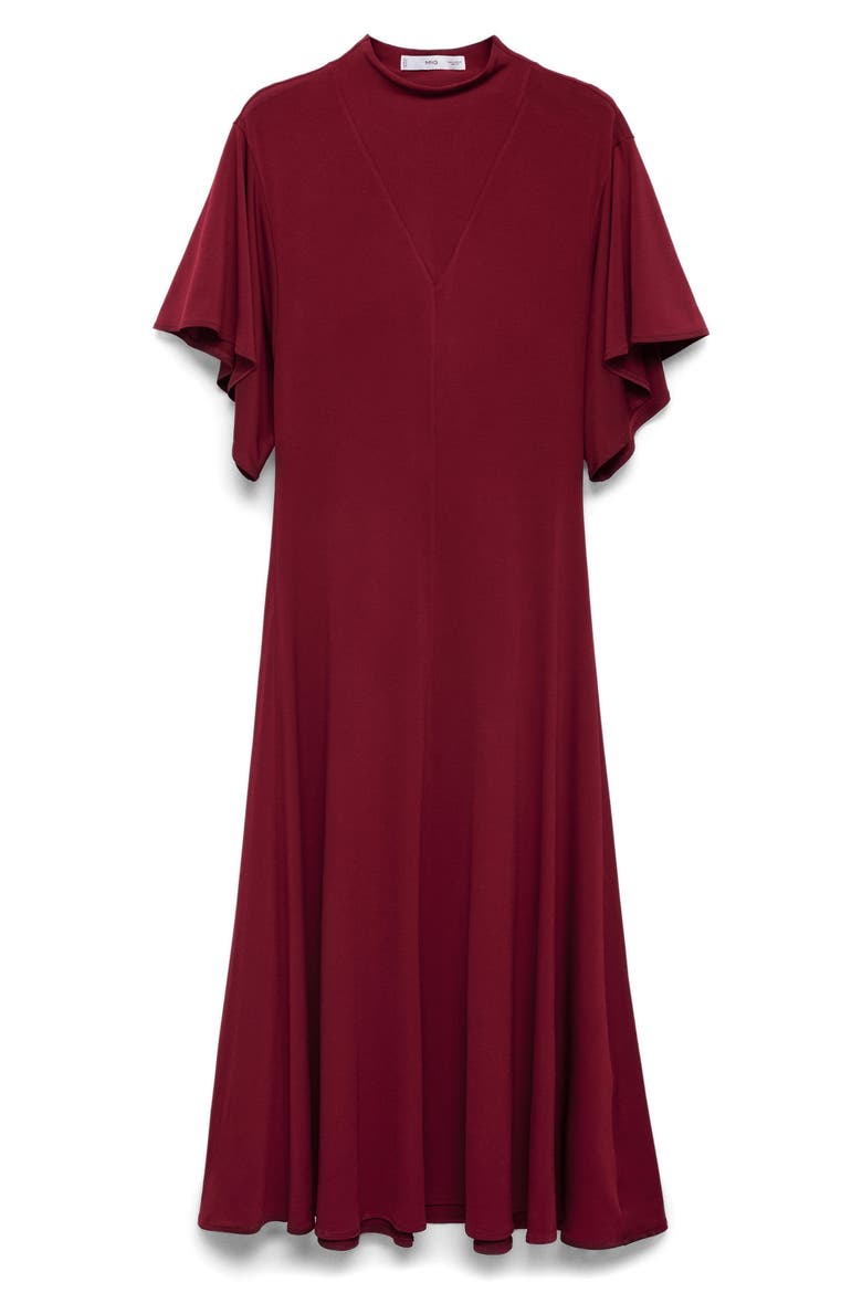 Bell Sleeve Midi Dress, Alternate, color, BURGUNDY