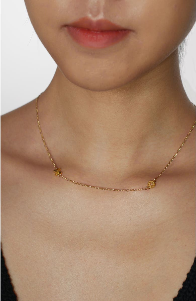 Gwen Beloti XO Woven Double Charm Necklace, Alternate, color, Gold