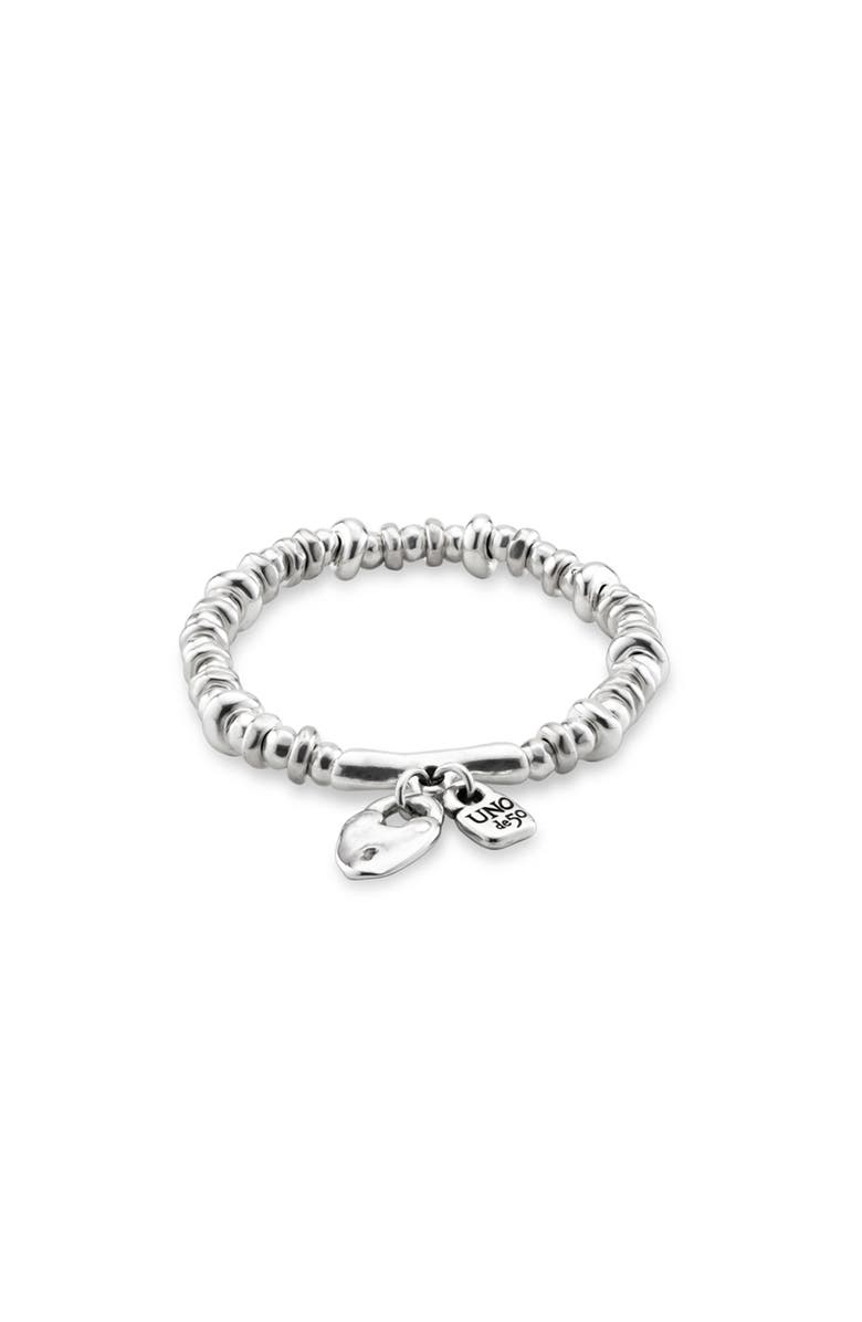 UNODE50 Sterling silver-plated beaded bracelet with charms, Main, color, Silver