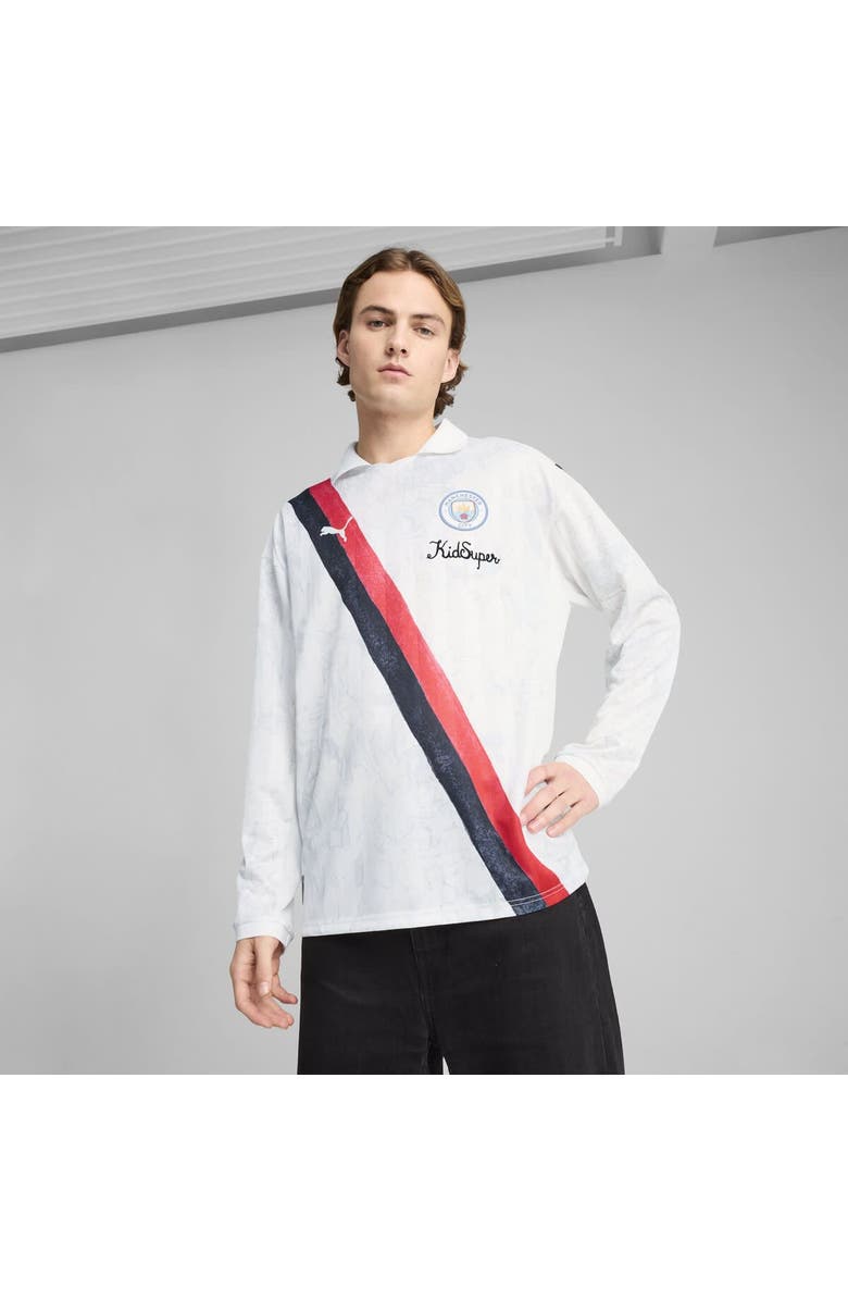 PUMA Men's Puma x KidSuper White Manchester City 2025 FIFA Club World Cup Retro Long Sleeve T-Shirt, Alternate, color, White