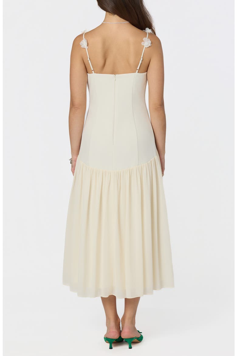Amia Floral Mixed Media Party Dress, Alternate, color, CREAM