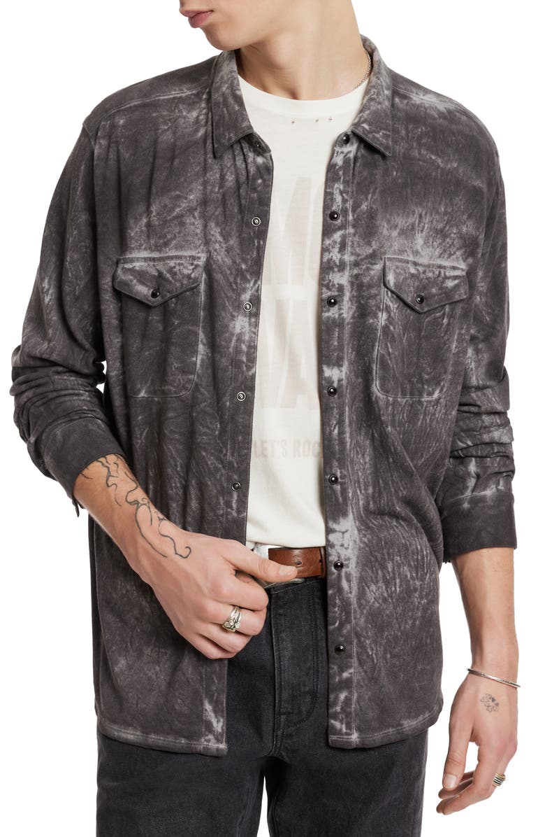 John Varvatos Arvon Cotton Snap-Up Shirt, Main, color, 