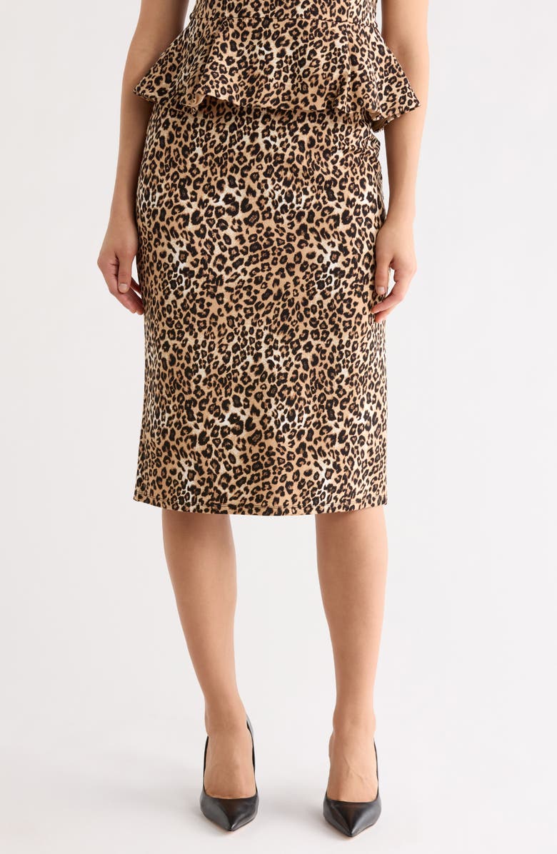 T Tahari Midi Skirt, Main, color, Leopard Print
