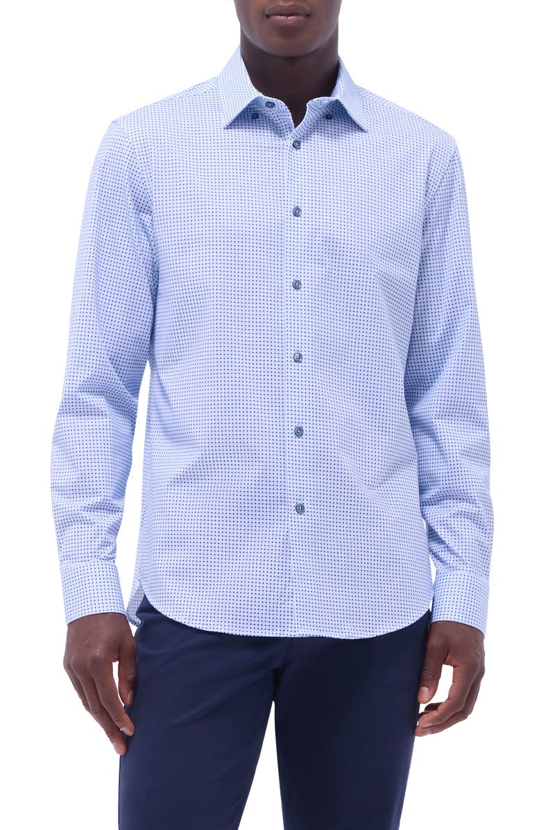 Bugatchi Jules OoohCotton<sup>®</sup> Dot Print Button-Up Shirt, Main, color,
