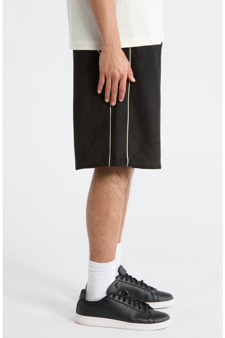 Signature Relaxed Sweat Shorts with Piping, Alternate, color, VINTAGE BLACK