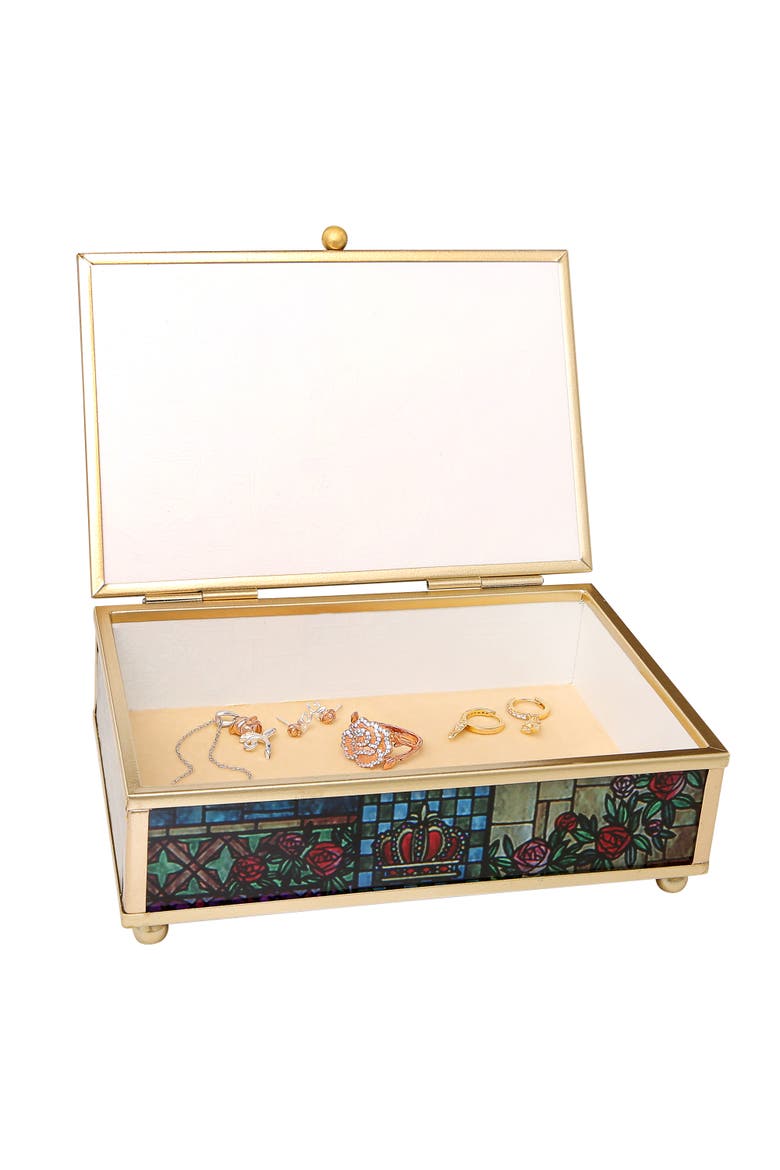 Beauty and the Beast Stained Glass Jewelry Box, Alternate, color, Multicolor