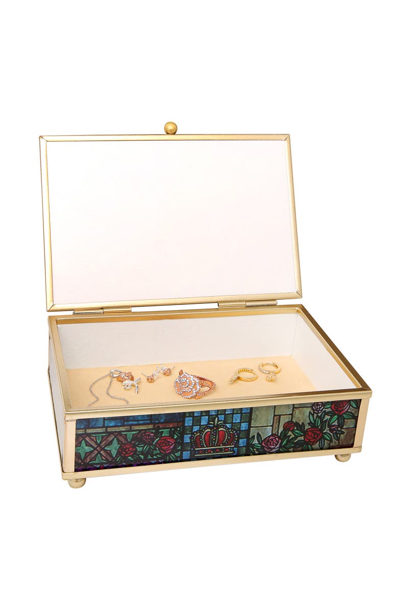 Disney Beauty and the Beast Stained Glass Jewelry Box, Alternate, color, Multicolor