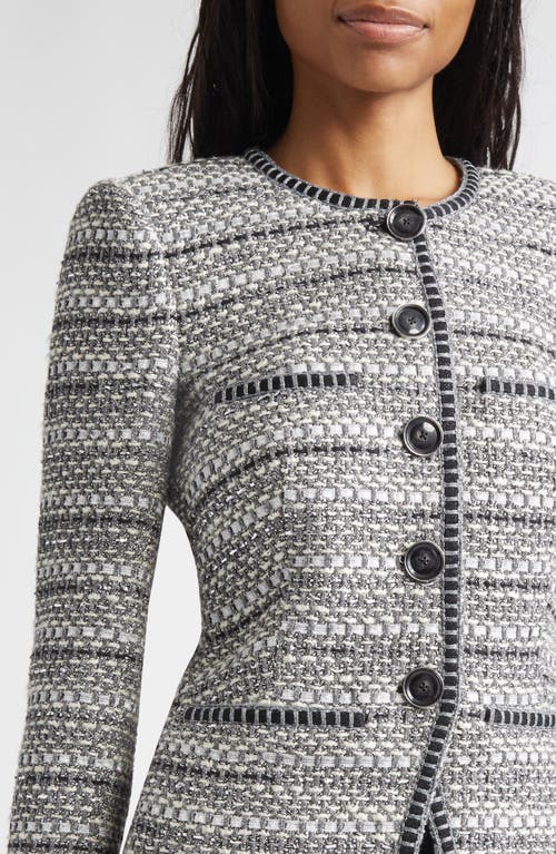 Veronica Beard Alessia Metallic Tweed Cutaway Jacket In Gray