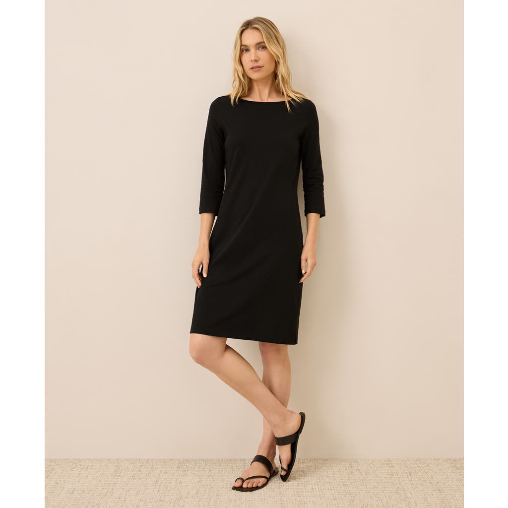 Pact Organic Cotton Softspun Boat Neck Dress In Black
