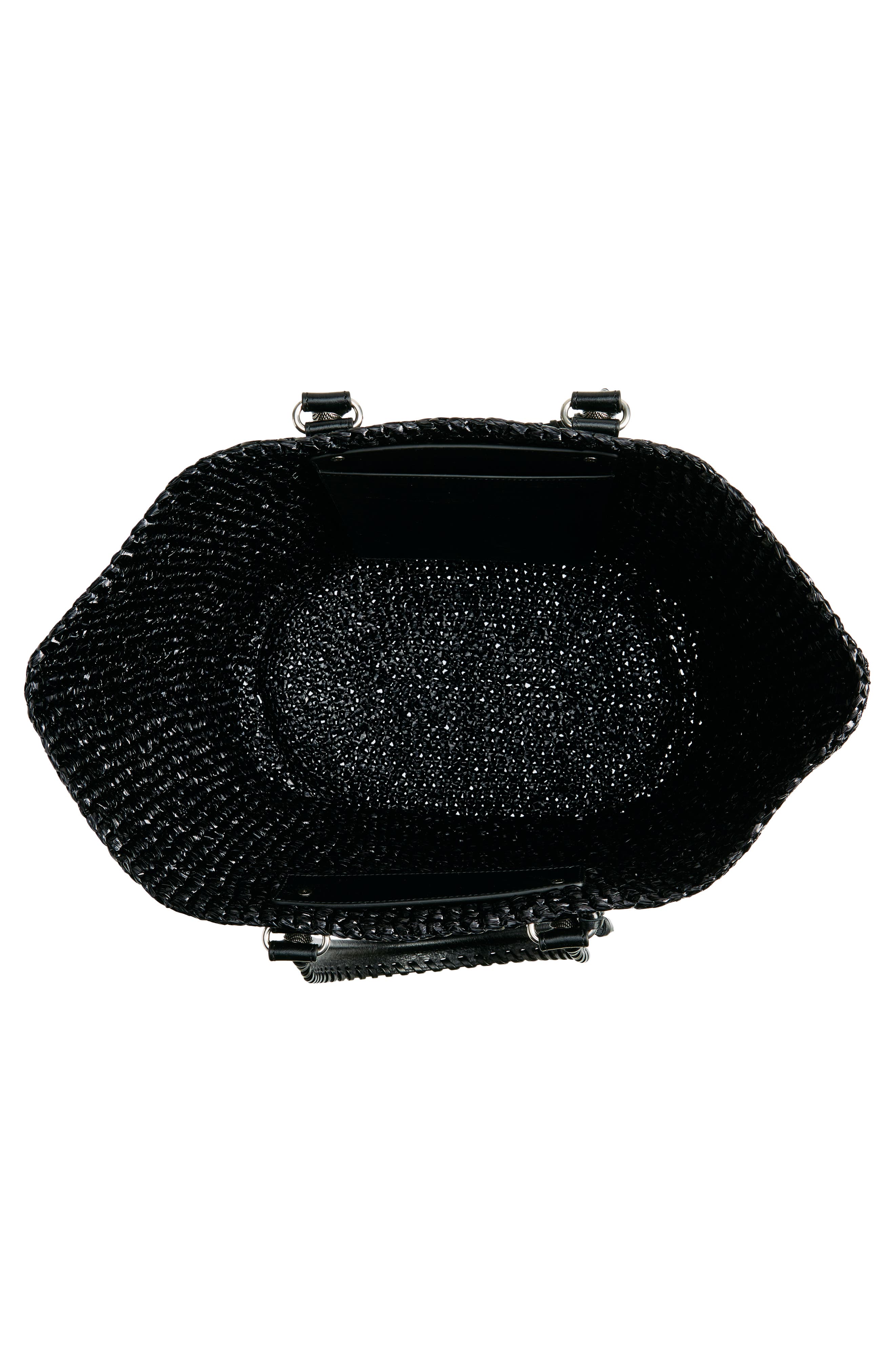 Le Cagole Nylon Raffia Tote, Alternate, color, BLACK