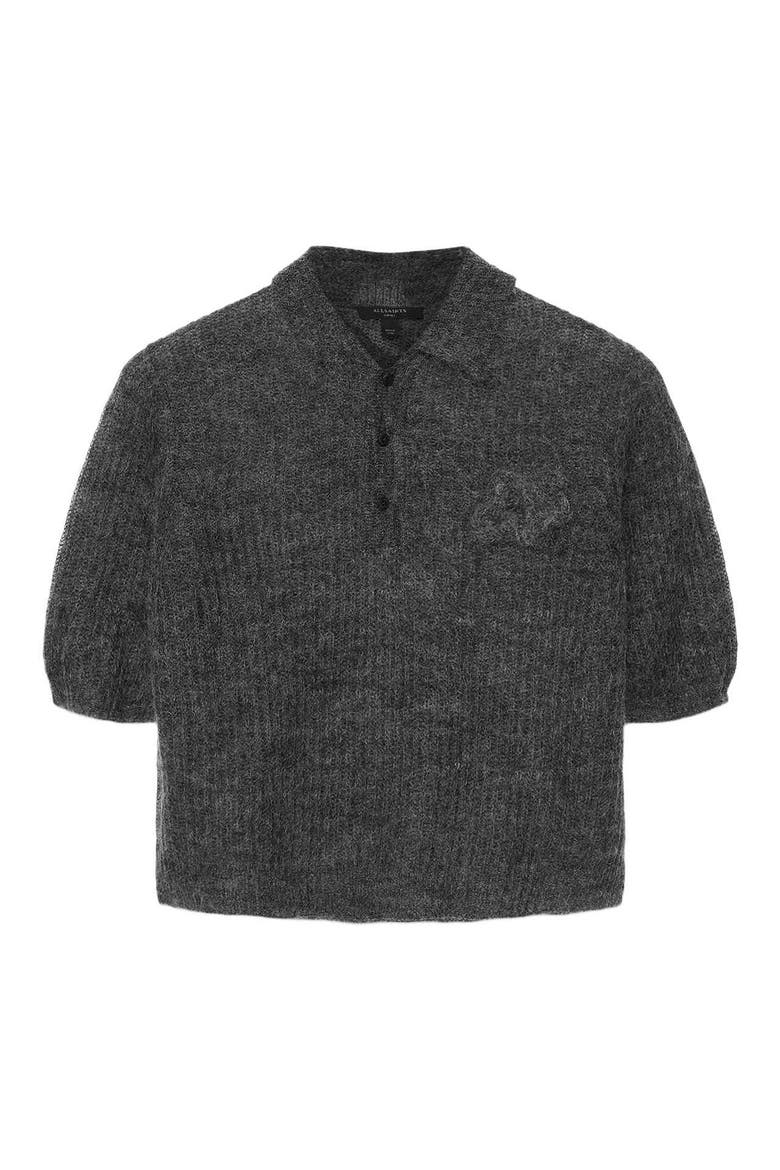 Anabel Mohair & Merino Wool Blend Polo Tee, Alternate, color, GRAPHITE GREY