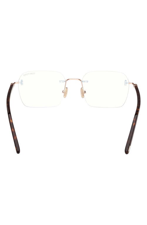 Tom Ford 54mm Rectangular Blue Light Blocking Optical Glasses In Gold