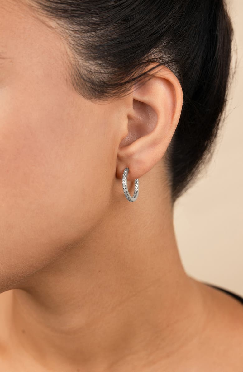 Sterling Forever Lilia Cubic Zirconia Infinity Hoop Earrings, Alternate, color, Silver