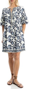MAX STUDIO Floral Puff Sleeve Shift Dress