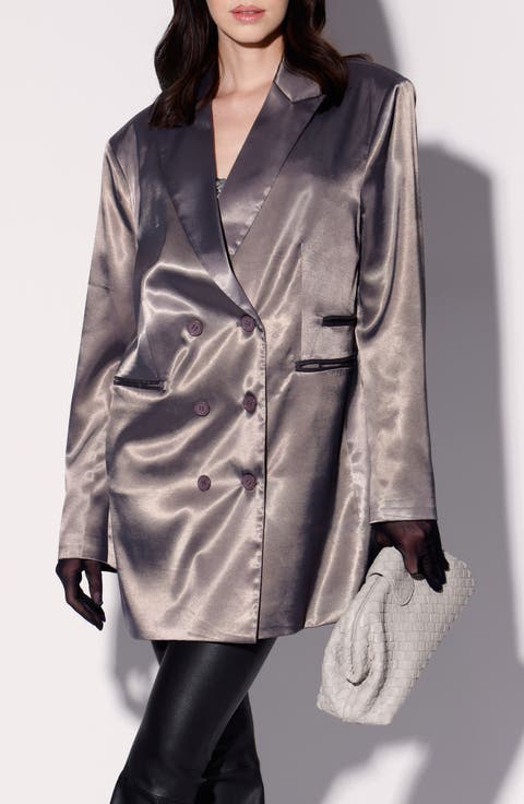 Kamari Oversize Double Breasted Satin Blazer
