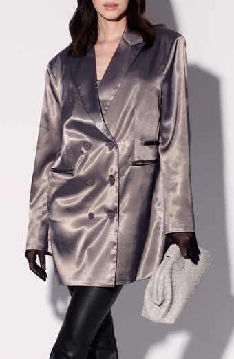 Walter Baker Kamari Oversize Double Breasted Satin Blazer
