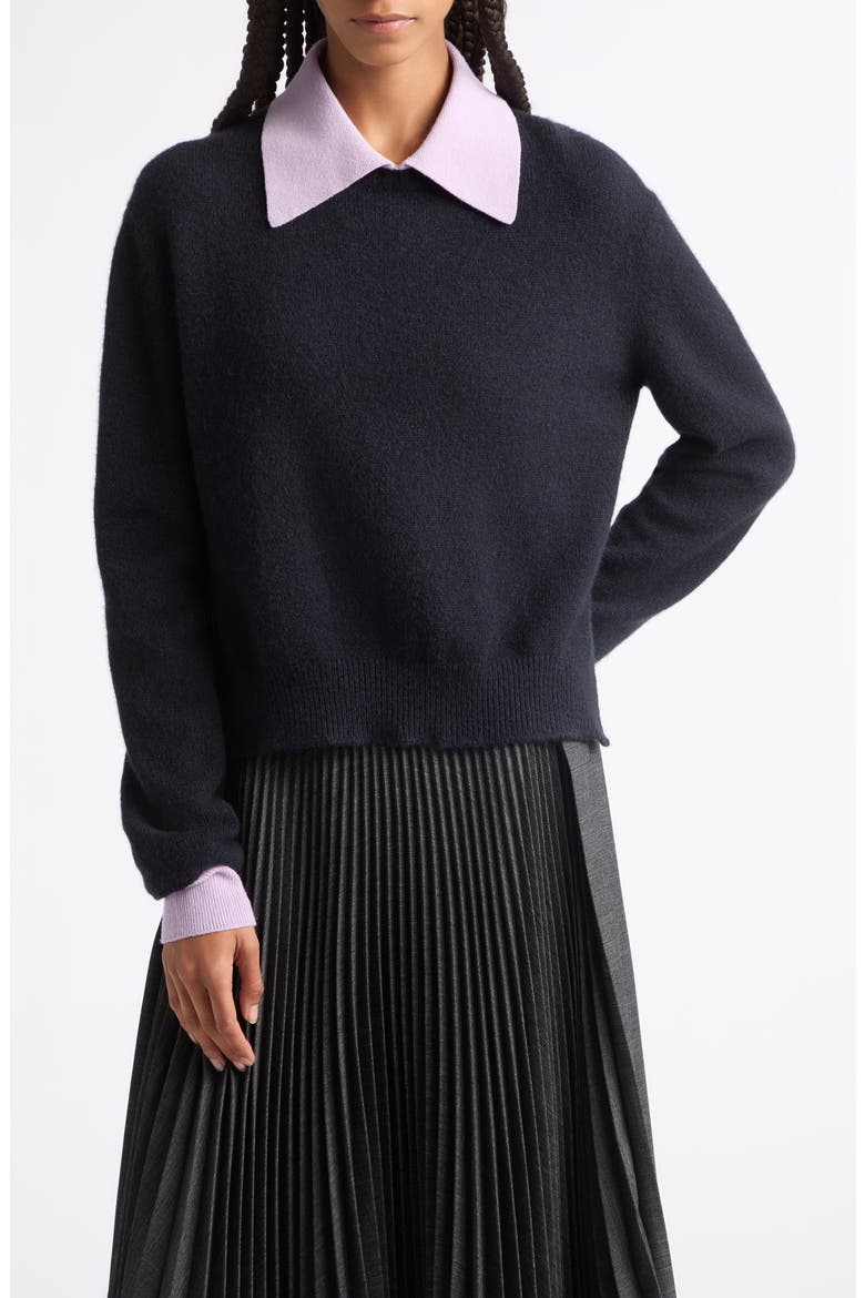 Crewneck Wool and Camel Hair Sweater, Main, color, BLUE LILAC