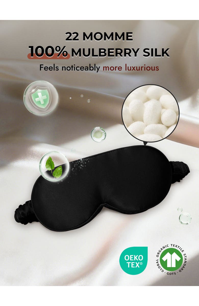 SILKSILKY 22 Momme Pure Silk 3D Adjustable Eye Mask, Alternate, color, Black