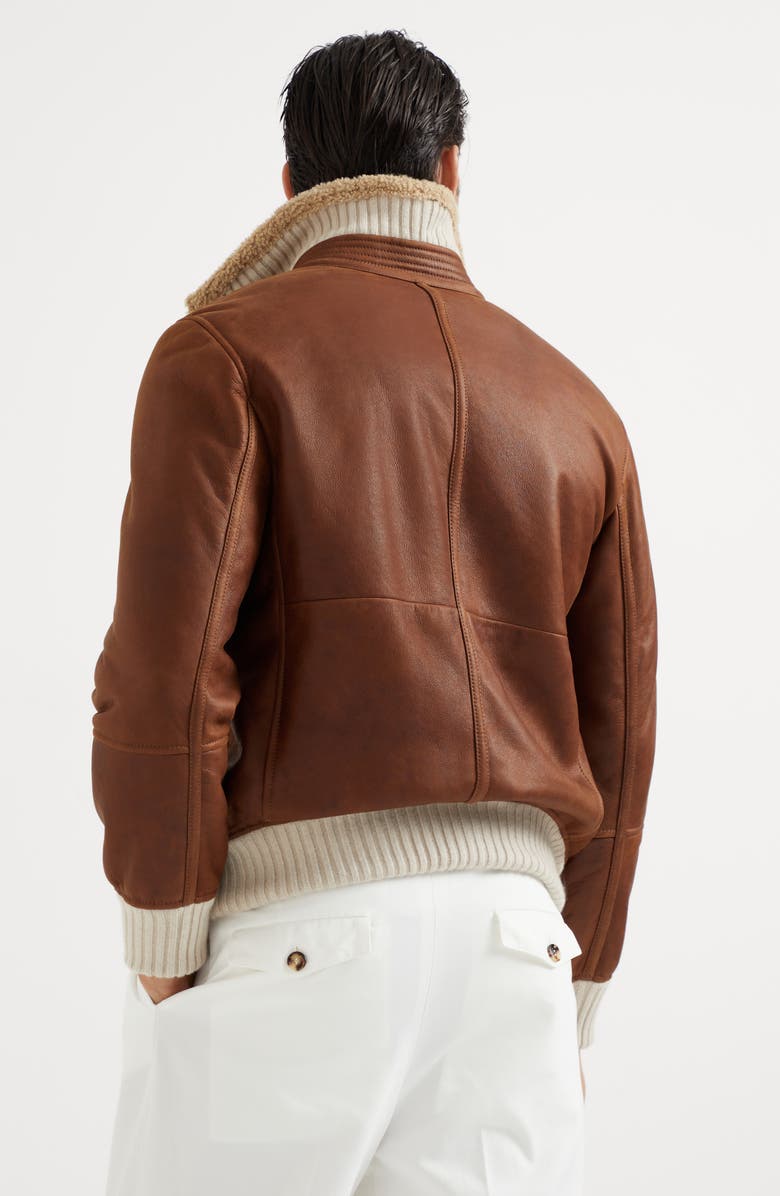 Brunello Cucinelli Nappa shearling bomber jacket, Alternate, color, 
