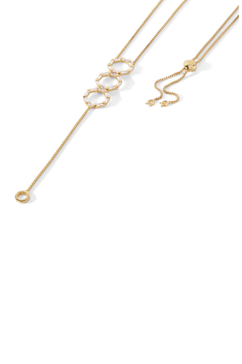 The Stella Lariat Necklace, Alternate, color, Gold/White  CZ