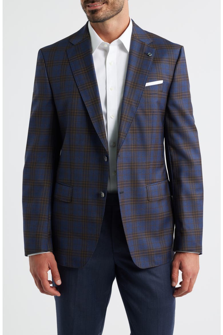 Hutson Slim Fit Navy Plaid Wool Sport Coat, Main, color, DARK BLUE