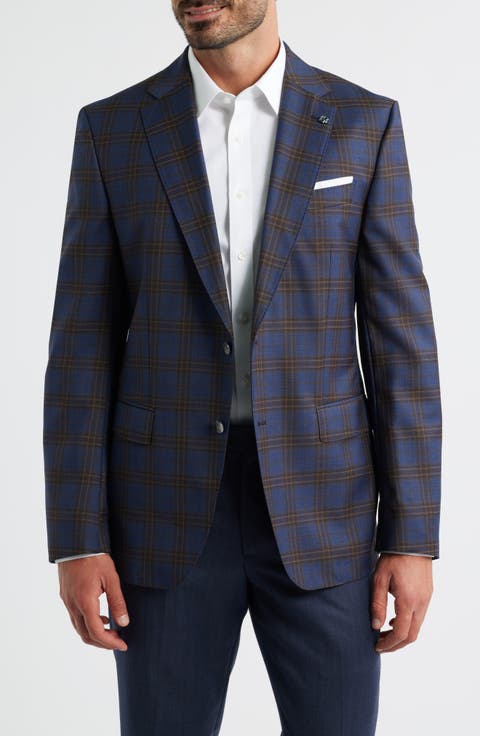 Hutson Slim Fit Navy Plaid Wool Sport Coat