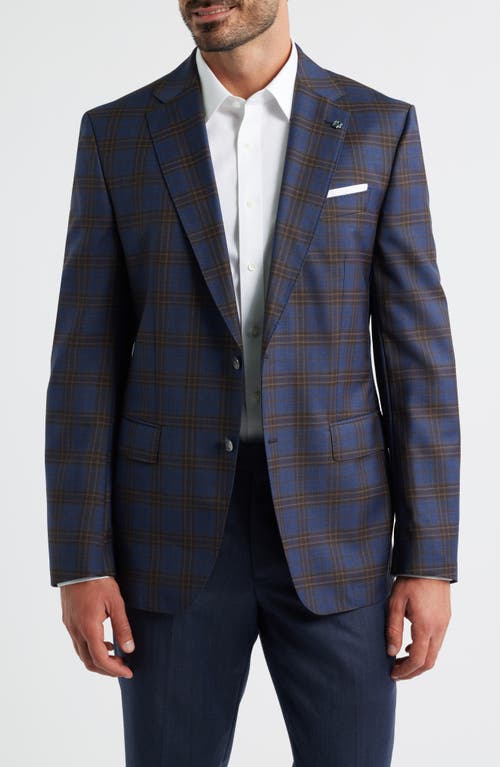 Hugo Boss Boss Hutson Slim Fit Navy Plaid Wool Sport Coat In Blue