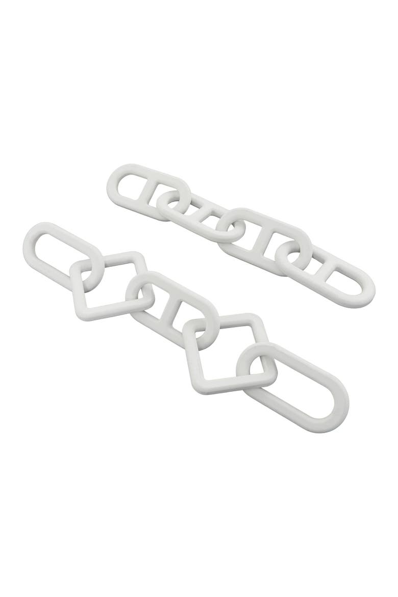 Set of 2 Wooden Chain Link Sculptures, Alternate, color, WHITE