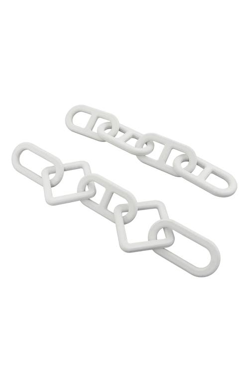 Uma Set Of 2 Wooden Chain Link Sculptures In White