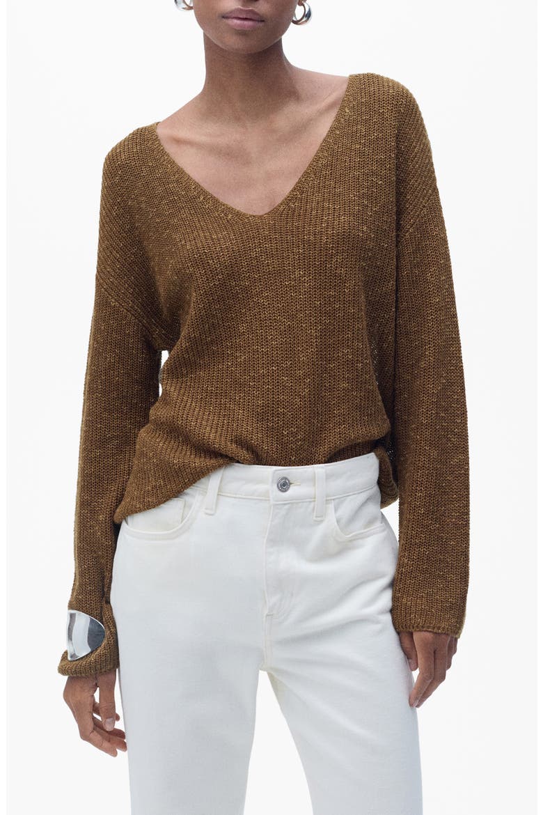 V-Neck Sweater, Main, color, TOBACCO BROWN