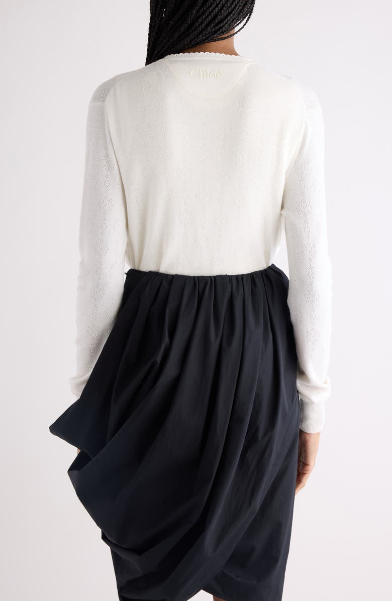 Chloé Wool Pointelle Underpinning Cardigan, Alternate, color, Iconic Milk