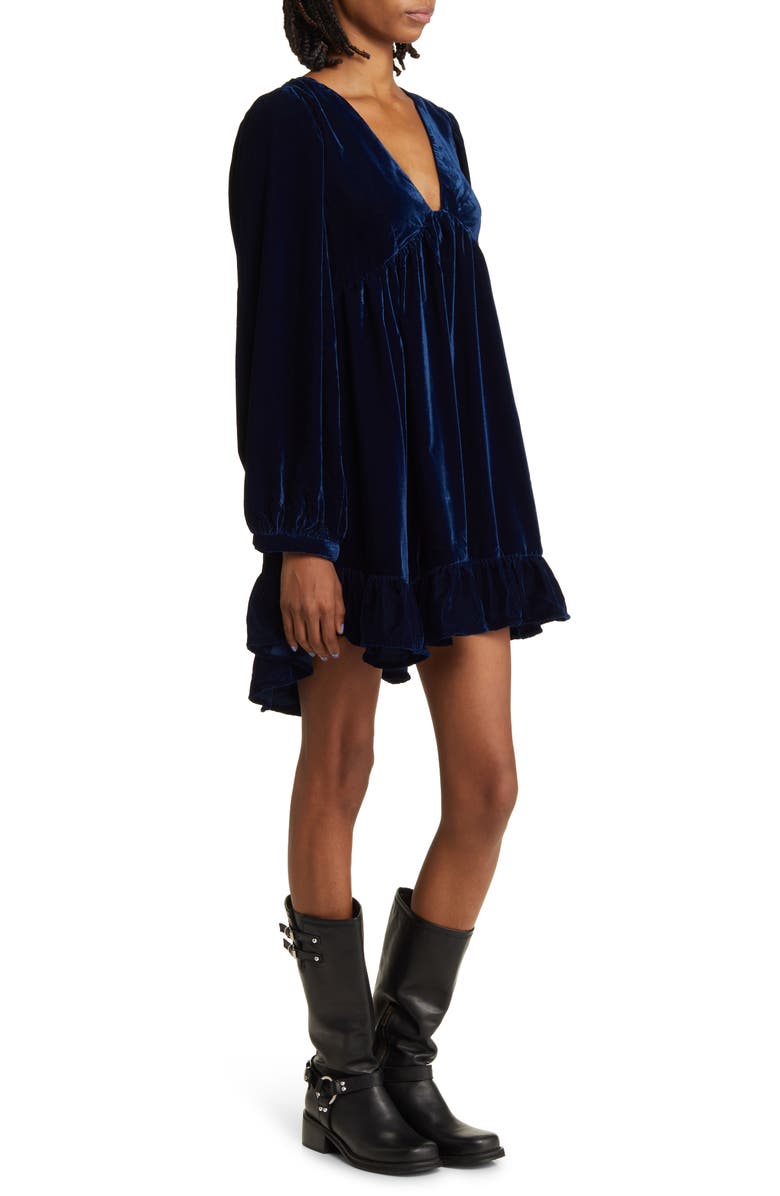 Free People Estella Long Sleeve Velvet Minidress, Alternate, color, 