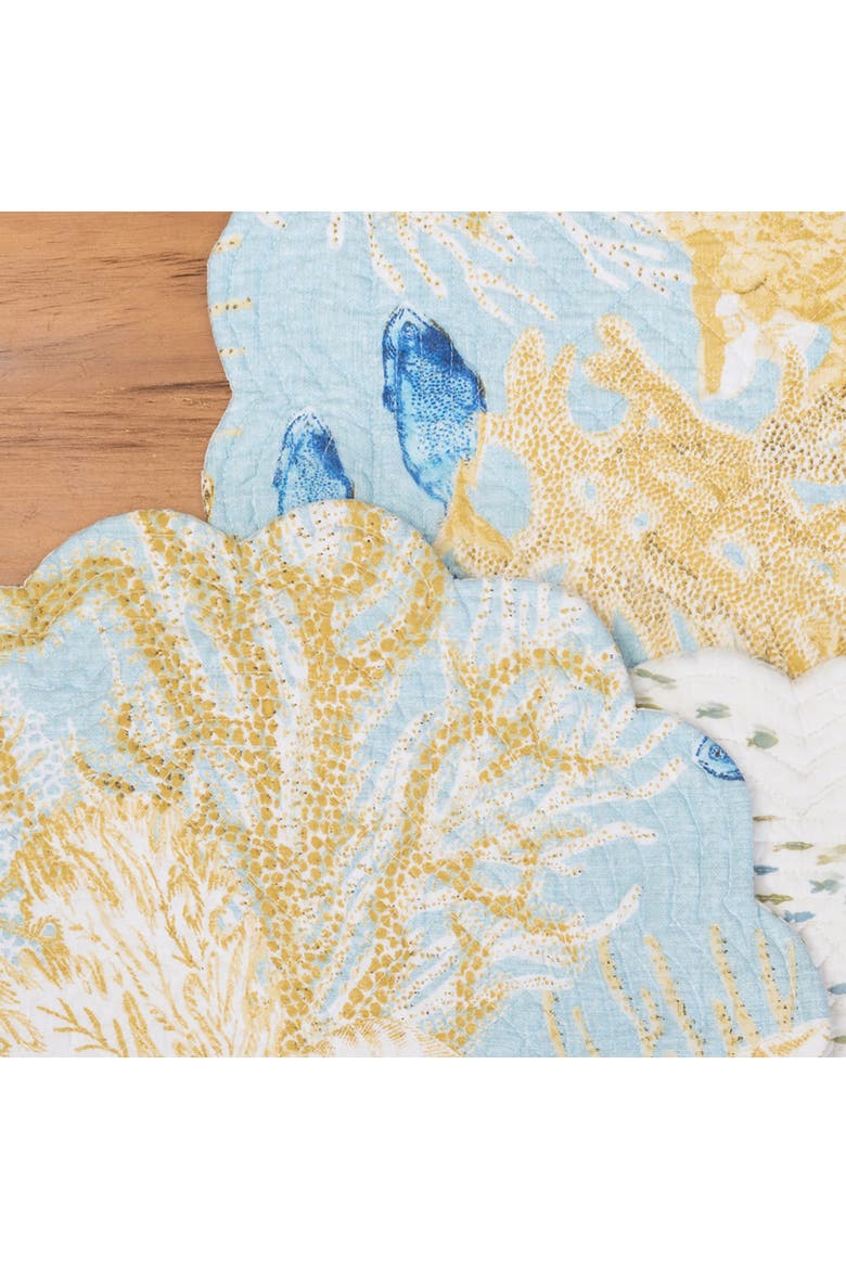 Belmont Reef Reversible Graphic Print Machine Washable Quilted Table Runner 14" x 51", Alternate, color, Yellow