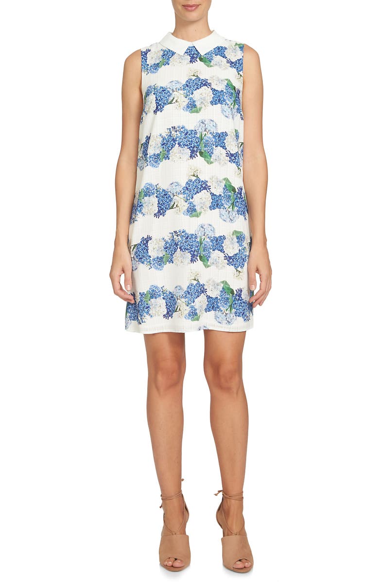CeCe Hydrangea Plaid Shift Dress, Main, color, 