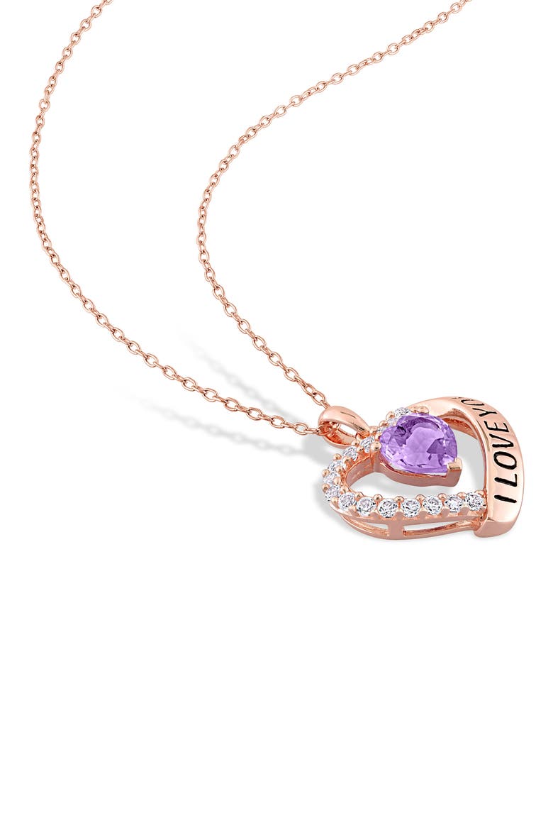 'I Love You' Amythyst & Topaz Heart Pendant Necklace, Alternate, color, PURPLE