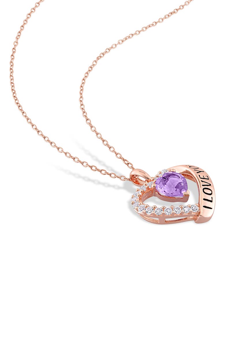 DELMAR 'I Love You' Amythyst & Topaz Heart Pendant Necklace, Alternate, color, Purple