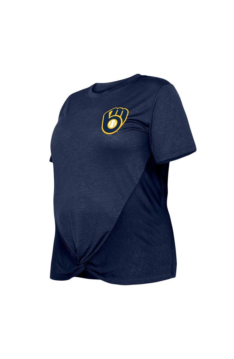 New Era Women's New Era Navy Milwaukee Brewers Plus Size Two-Hit Front Knot T-Shirt, Alternate, color, 