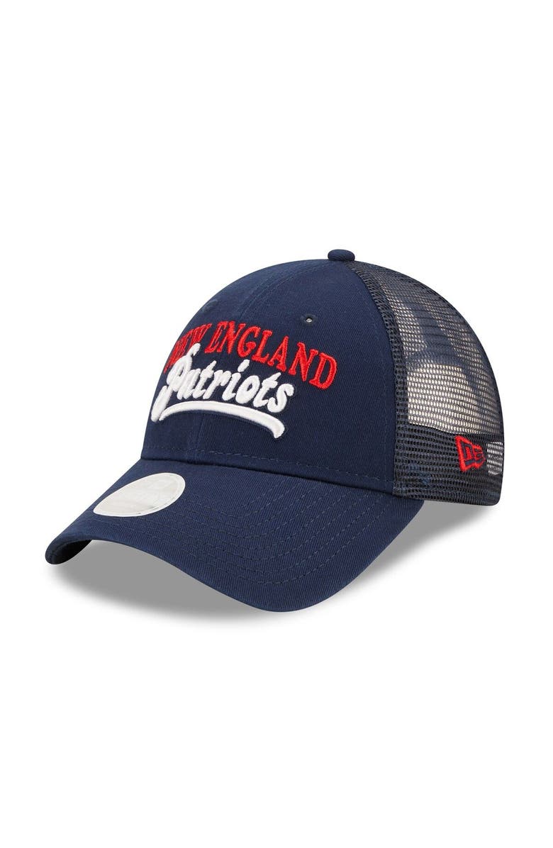 New Era Women's New Era   Navy New England Patriots Team Trucker 9FORTY Snapback Hat, Main, color, Navy
