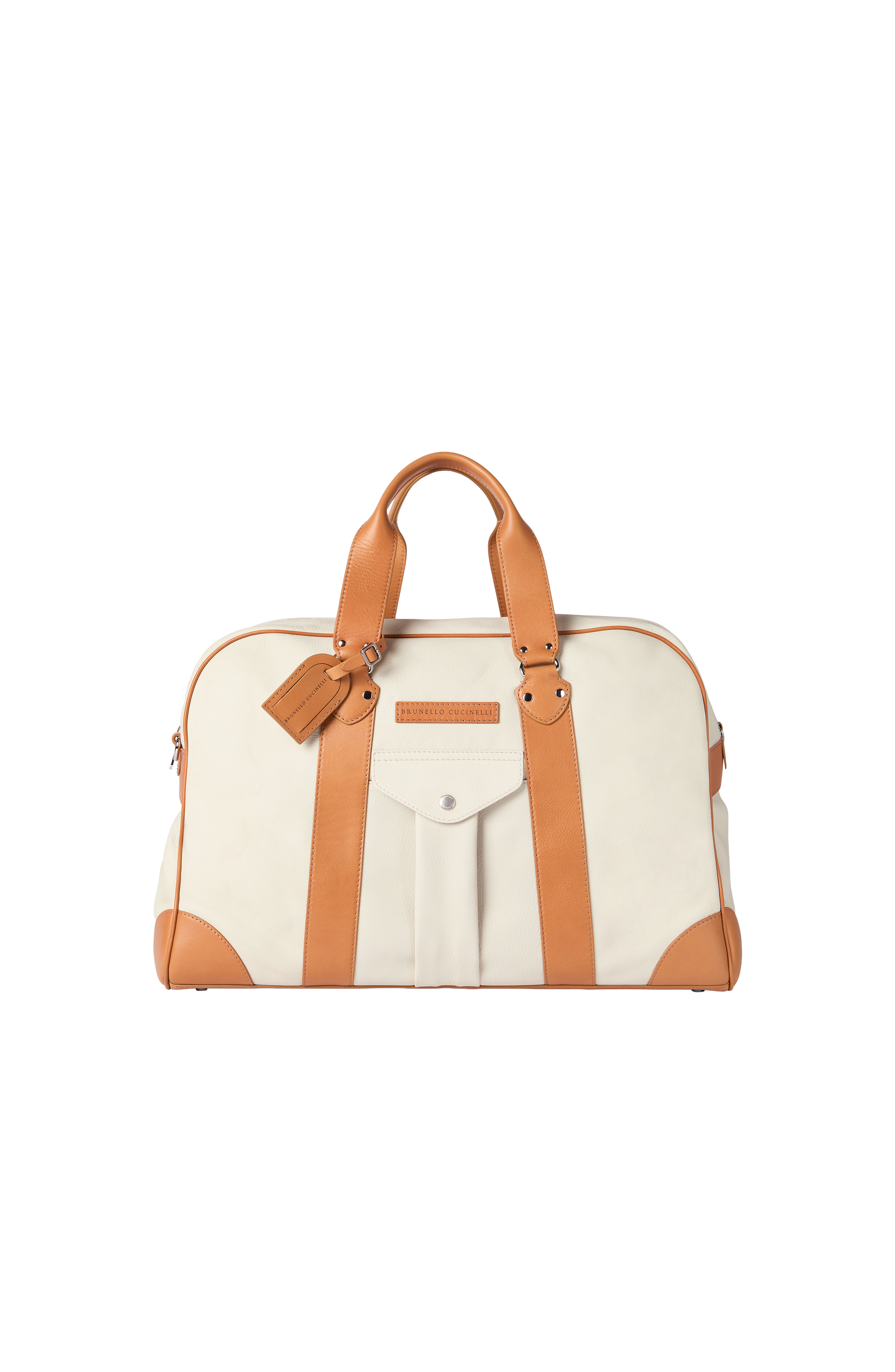 Grained calfskin and cowhide street bag, Alternate, color, Ivory