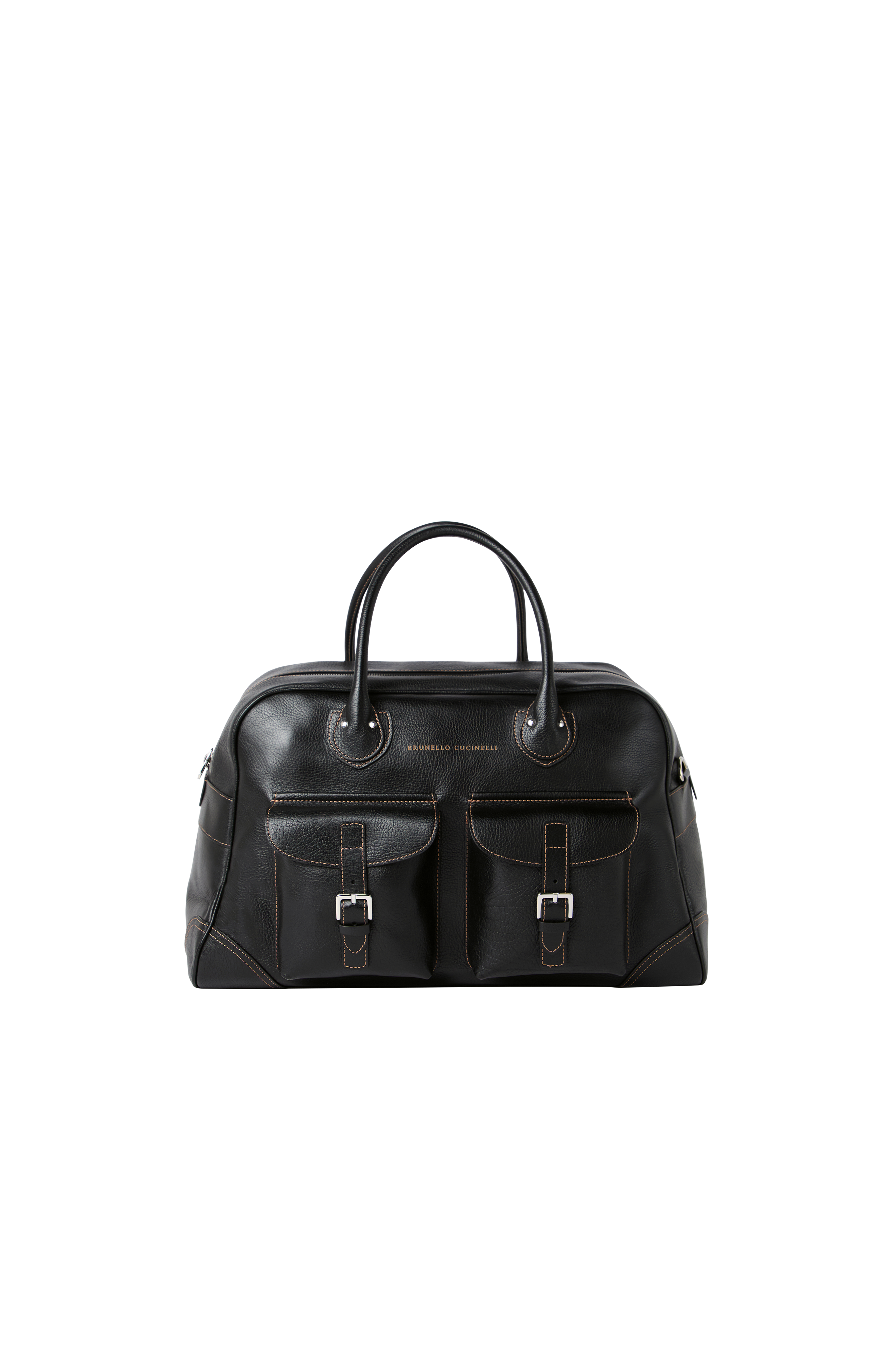 Grained calfskin weekender bag, Alternate, color, Black