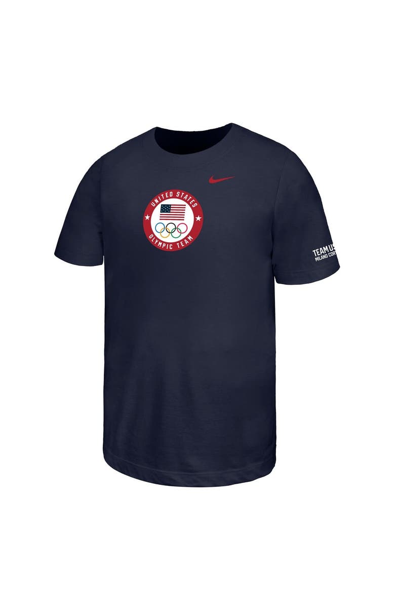 Nike Youth Nike Navy Team USA Milano Cortina 2026 Winter Olympics T-Shirt, Alternate, color, 
