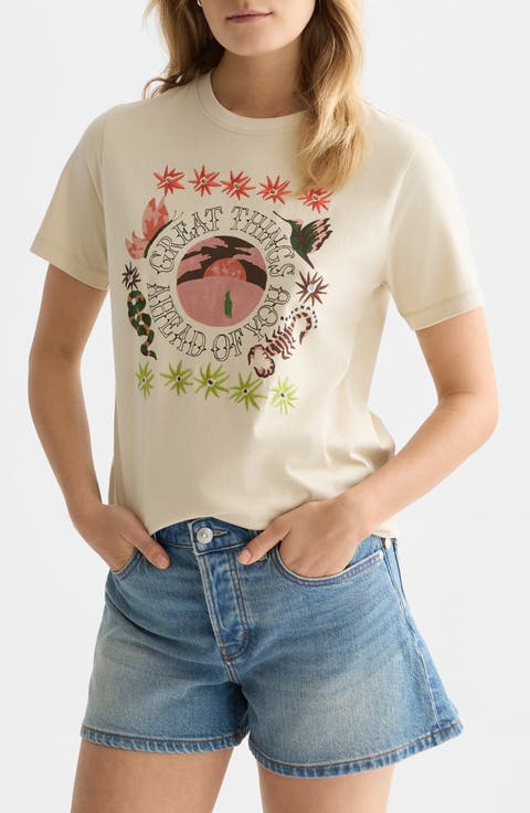 Embroidered Artwork Cotton Graphic T-Shirt