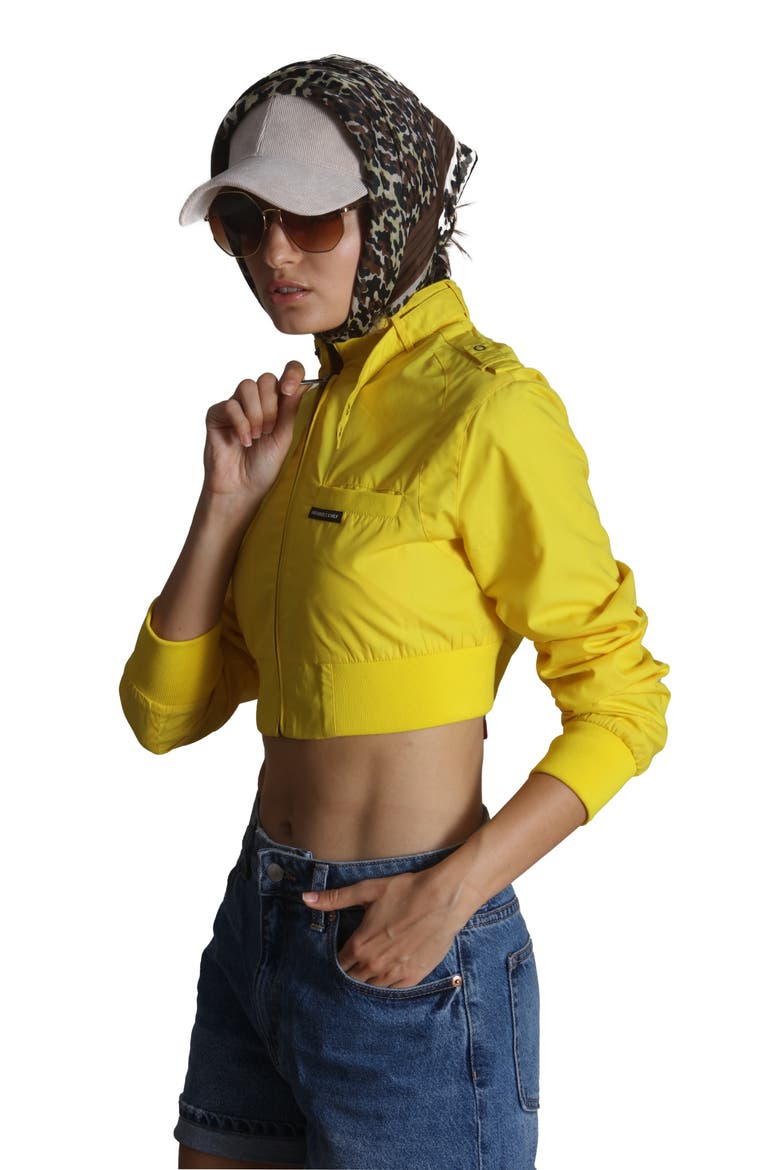 Women's Mini Cropped Racer Jacket, Alternate, color, Yellow