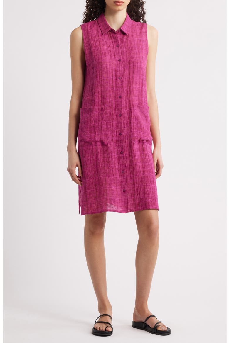 linen plaid dress Collared Linen Dress in Pomodoro Plaid