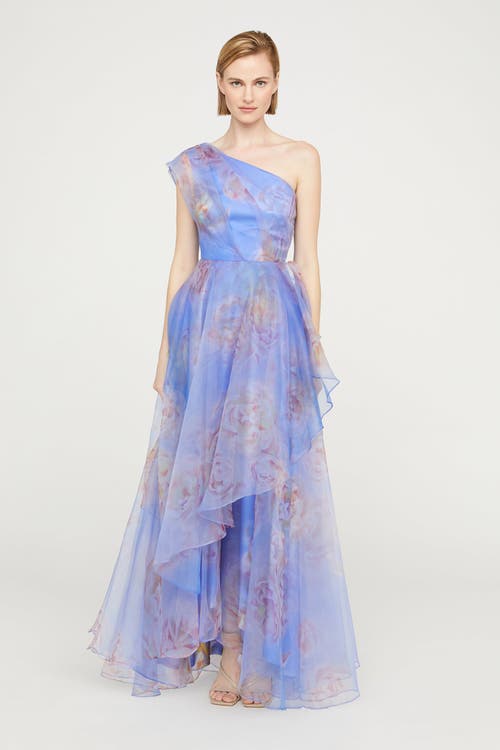 Theia Augusta One Shoulder Gown In Blue