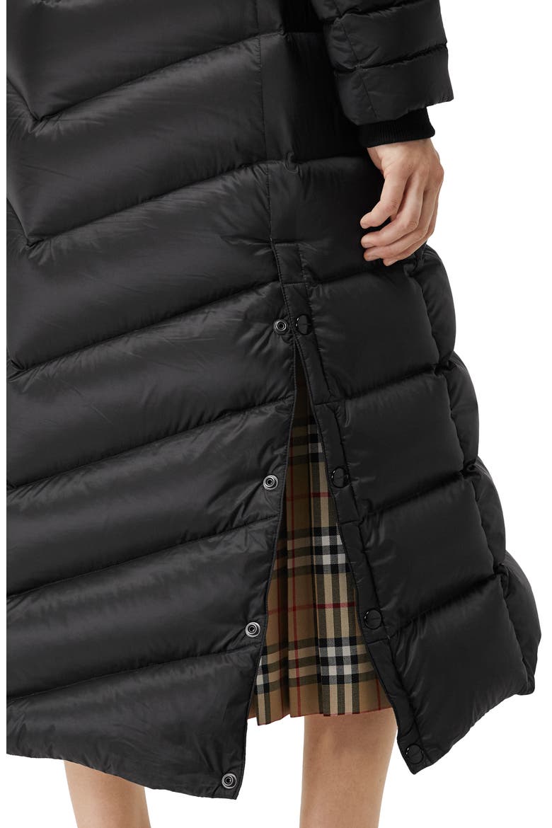 Kington Faux Fur Trim Long Down Coat, Alternate, color, BLACK